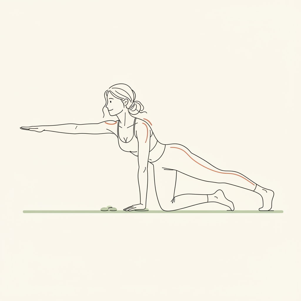 Illustration of Bird-Dog (with focus on shoulder stability)