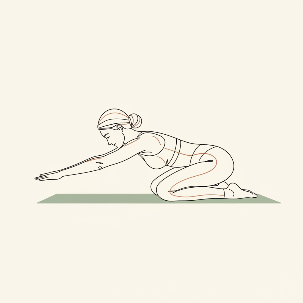 Illustration of Child's Pose with Arm Reach