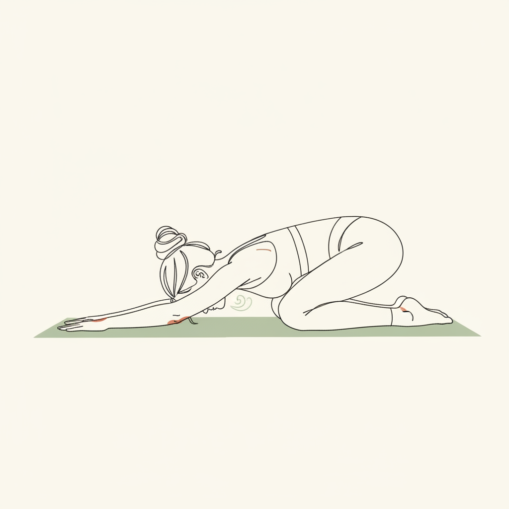 Illustration of Child's Pose with Deep Breath