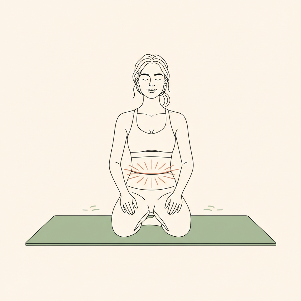 Illustration of Diaphragmatic Breath with Pelvic Floor Lift