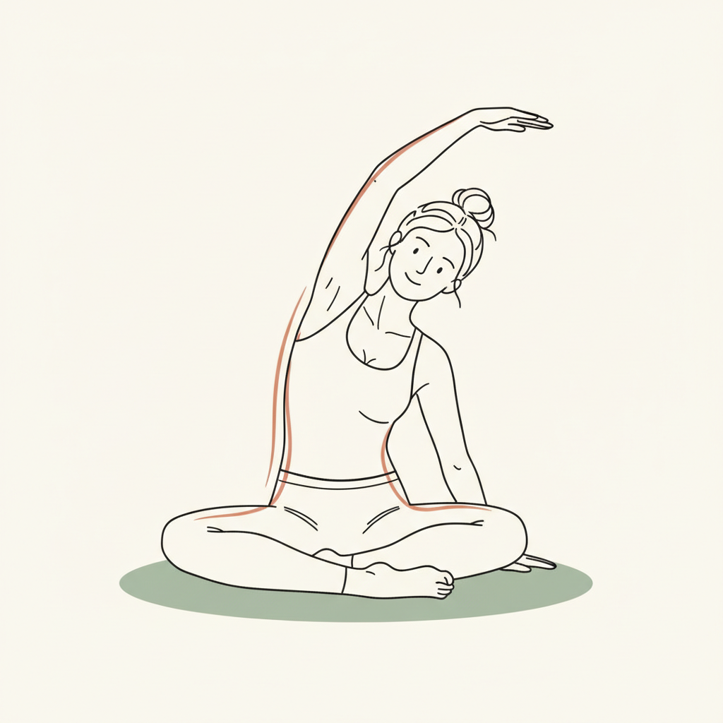 Illustration of Gentle Side Stretches (seated)