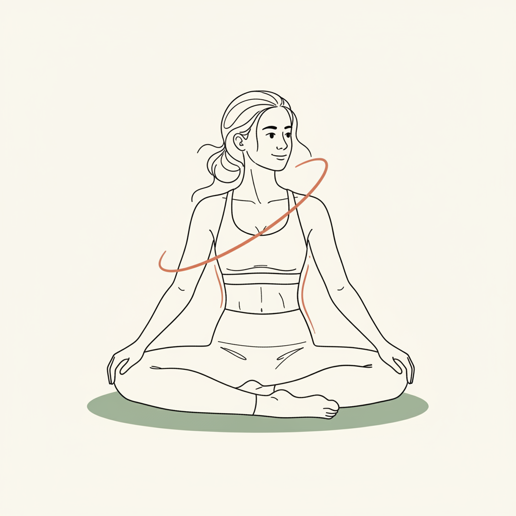 Illustration of Gentle Torso Rotations (Seated)