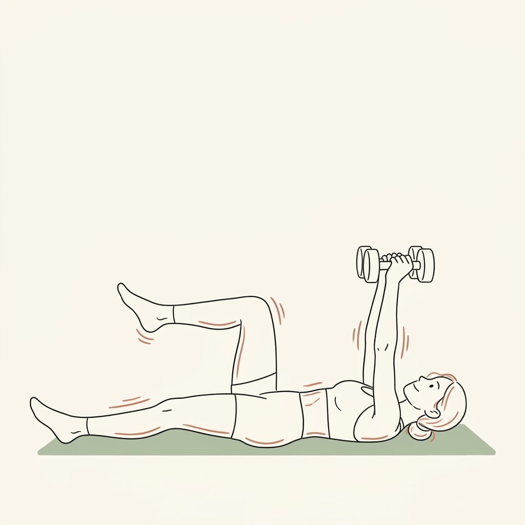 Illustration of Heavy Dead Bug (with dumbbell)