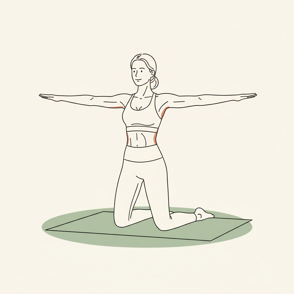 Illustration of Kneeling Chest Opener (arms to sides)