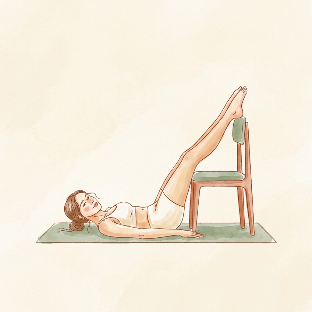 Illustration of Legs Up the Wall (or supported on a chair)