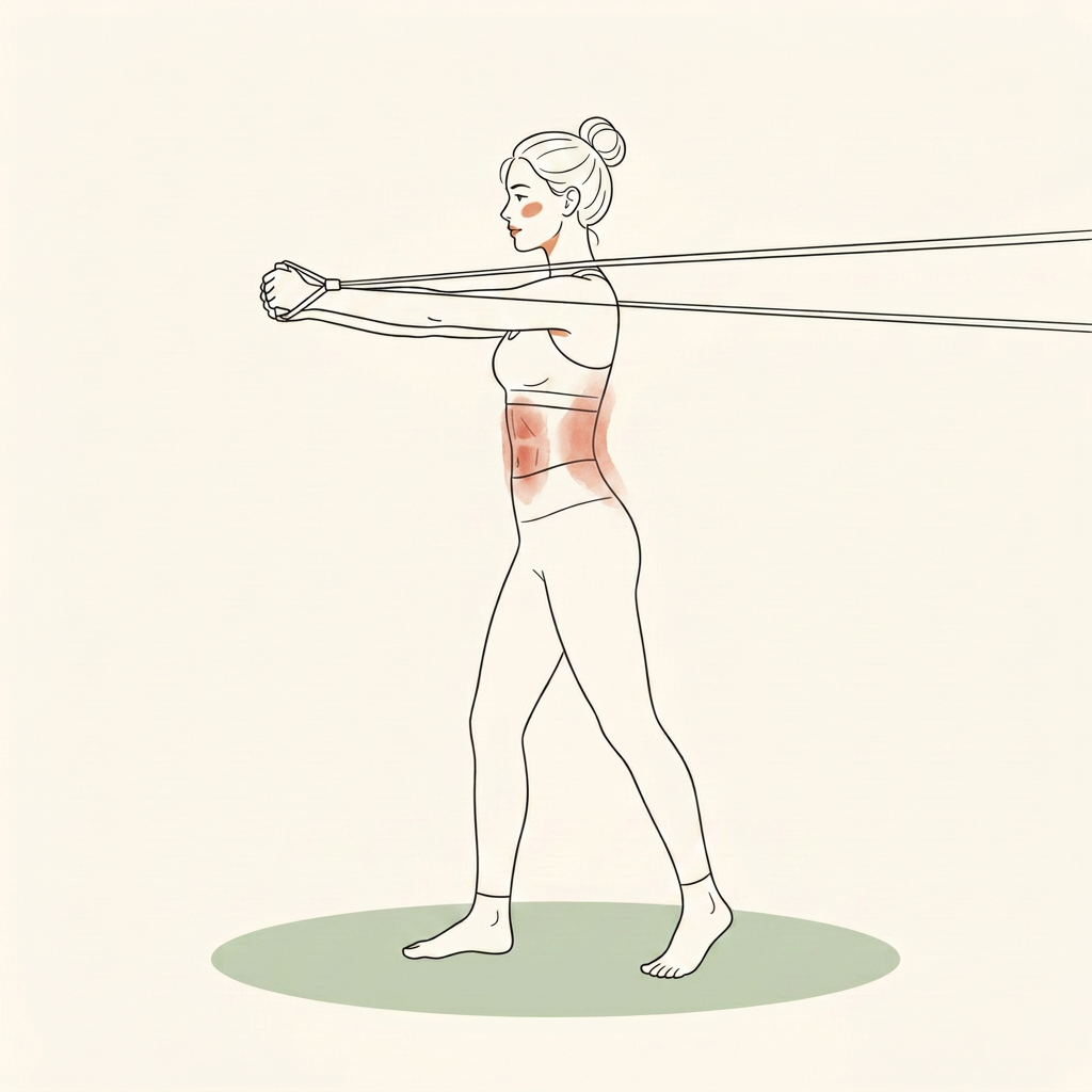 Illustration of Pallof Press (heavy band)
