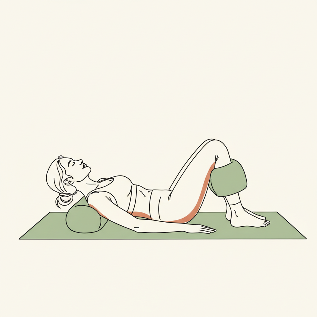 Illustration of Reclined Bound Angle Pose (knees supported)
