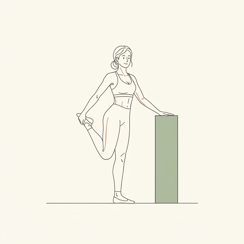 Illustration of Standing Quad Stretch (support if needed)