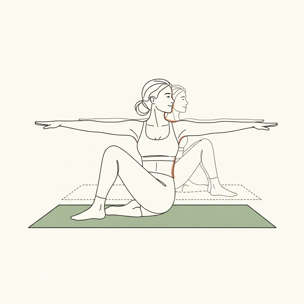 Illustration of Supine Spinal Twist (right & left)