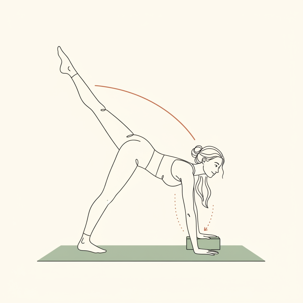 Illustration of Three-Legged Dog to Knee-to-Chest