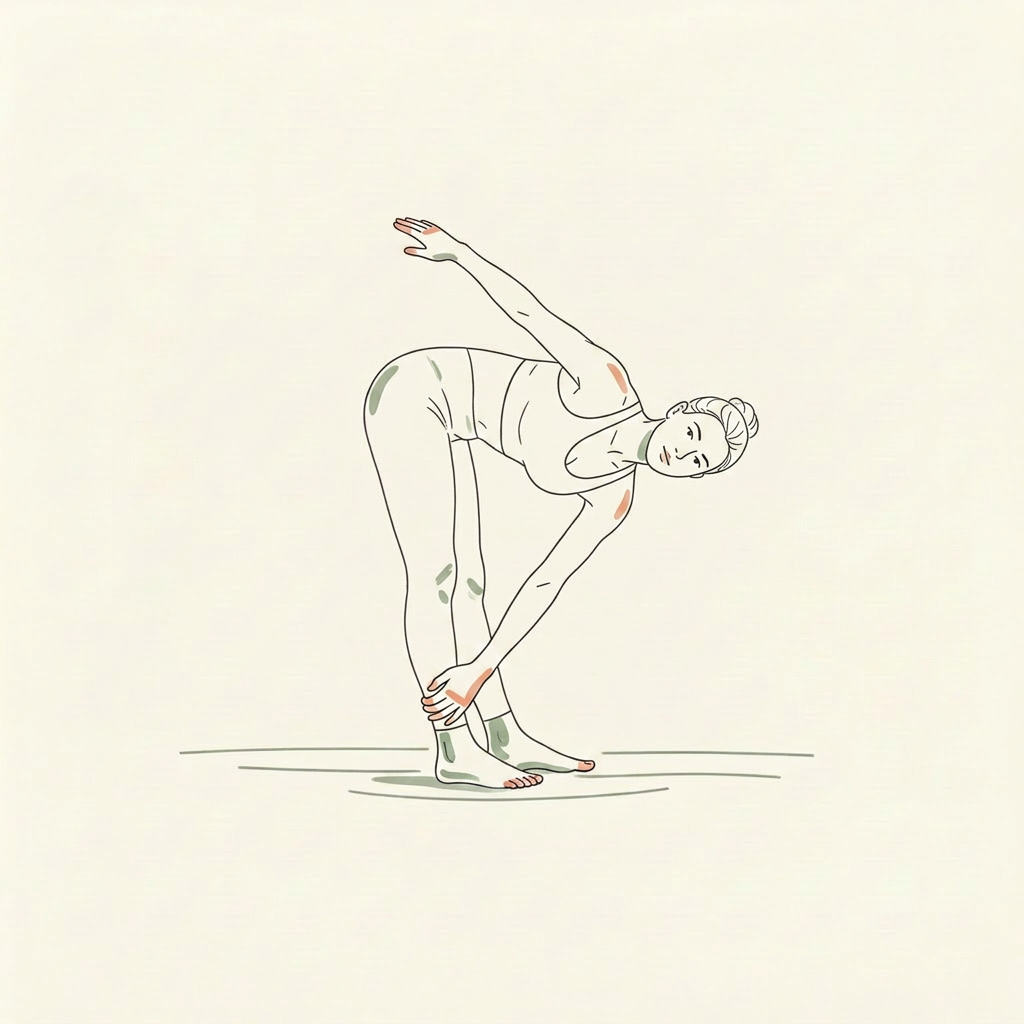 Illustration of Toe Touch with Opposite Arm Reach (right leg back)