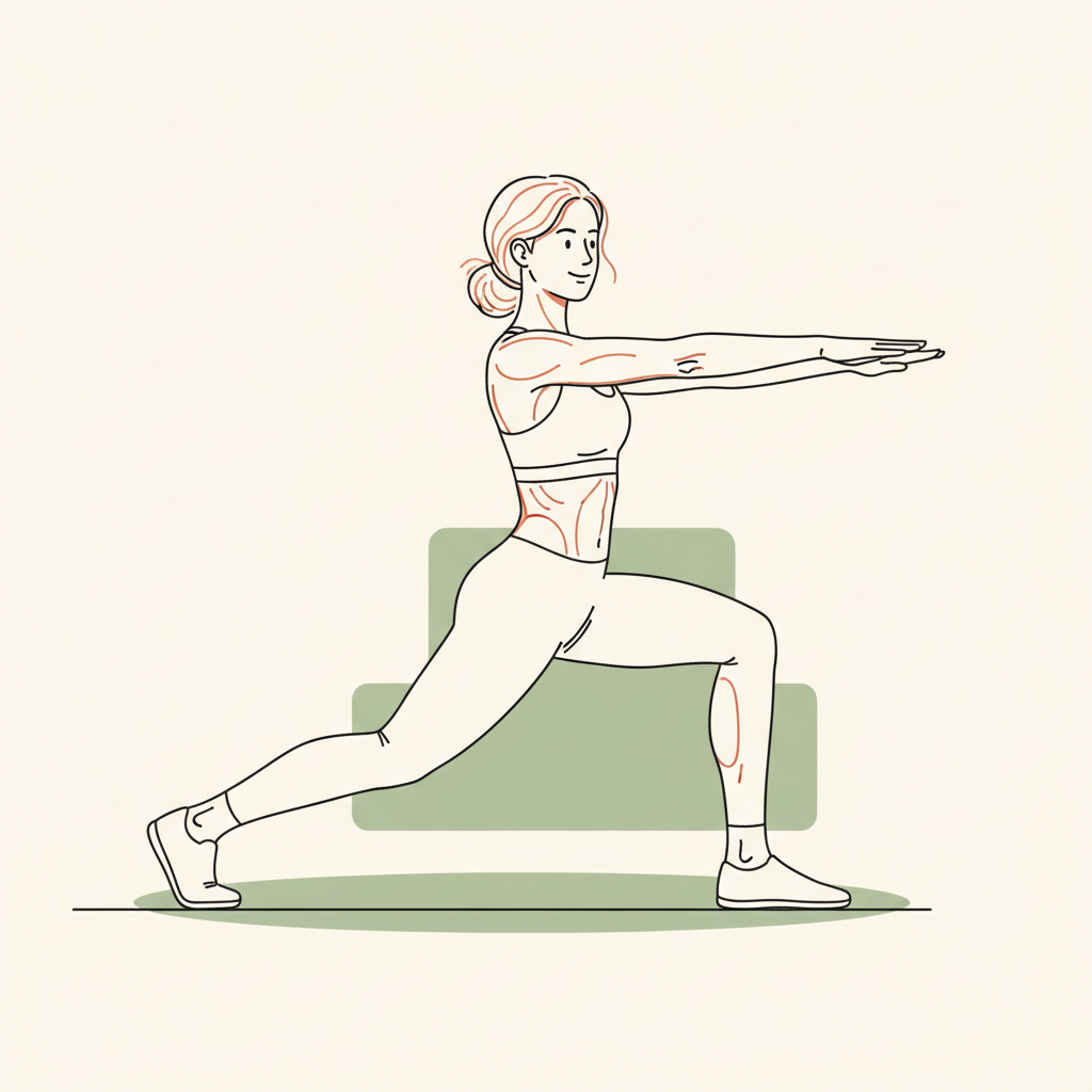 Illustration of Walking Lunges with Spinal Twist